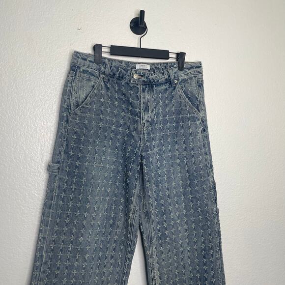 Forever 21 Womens Jeans Size 30 Blue Denim Distressed Straight Leg High Rise - Picture 8 of 15